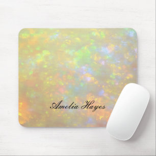 Elegant Opal Stone Texture Modern Script Custom Mouse Pad