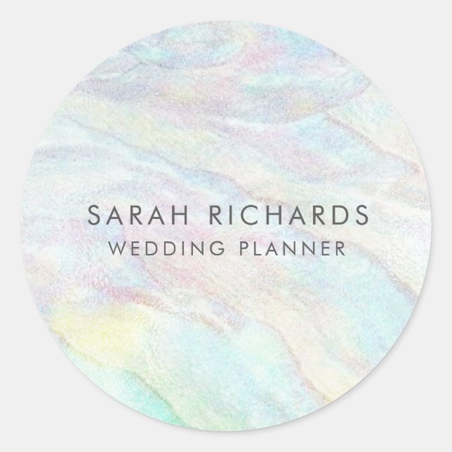 Elegant Opal Wedding Planner Simple Classic Round Sticker (Front)