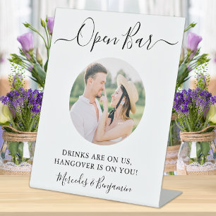 Elegant Open Bar Personalised Photo Wedding Pedestal Sign