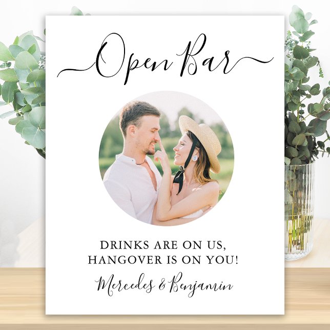 Elegant Open Bar Personalised Photo Wedding Poster (Creator Uploaded)