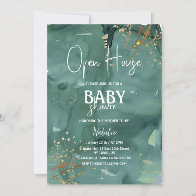  elegant open house  baby shower invitation (Front)
