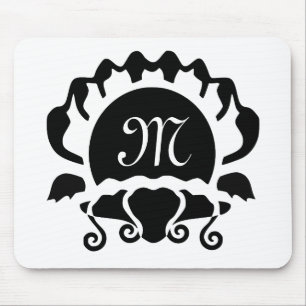 Elegant Open Seashell Silhouette Monogram Mouse Pad