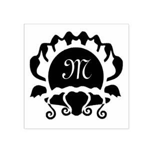 Elegant Open Seashell Silhouette Monogram Rubber Stamp