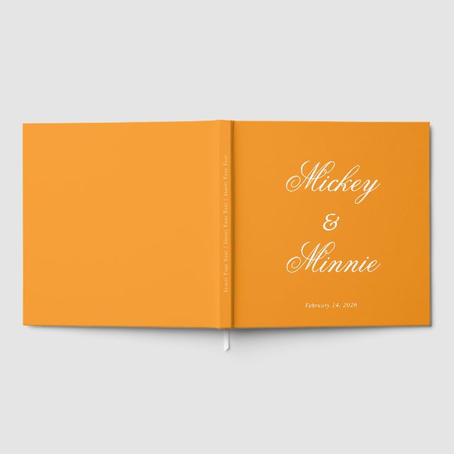 Elegant Orange 12"x12" Guest Book with Custom Text (Full)