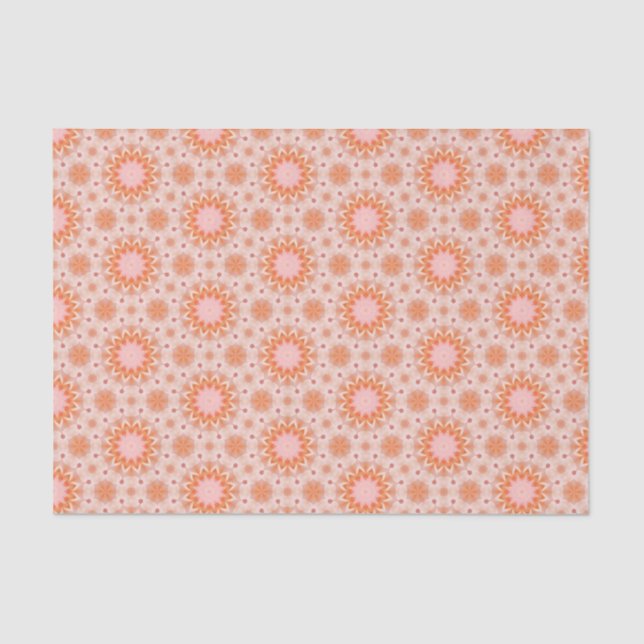 Elegant Orange and Pink Modern Geometric Pattern  Tissue Paper (Front)