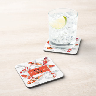 Elegant Orange And White Koi Fish Coaster