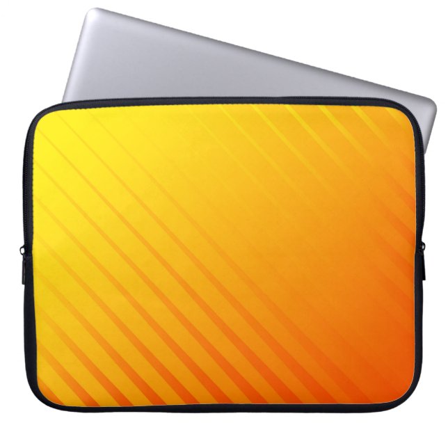 Elegant Orange and Yellow Abstract Lines Laptop Sleeve (Front)