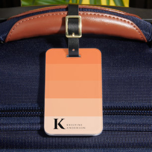 Elegant Orange Apricot Ombre Classic Monogram Luggage Tag