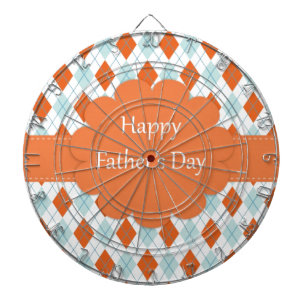 Elegant Orange Argyle Pattern Dad Dartboard