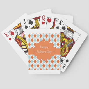 Elegant Orange Argyle Pattern Dad Playing Cards