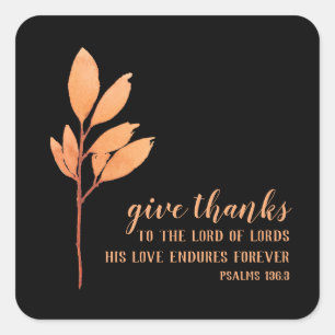Elegant Orange Black Thanksgiving Religious  Square Sticker