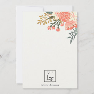 Elegant Orange Blush Green Ambrosia Floral Logo Card