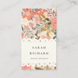 Elegant Orange Blush Pink Green Ambrosia Floral Business Card