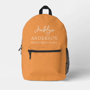 Elegant Orange Custom Nurse Printed Backpack