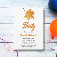 Elegant Orange Fall Leaves Autumn 30th Birthday