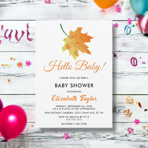 Elegant Orange Fall Leaves Autumn Baby Shower Invitation