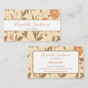 Elegant Orange Floral Business Card