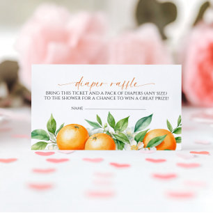 Elegant Orange Floral Diaper Raffle Enclosure Card