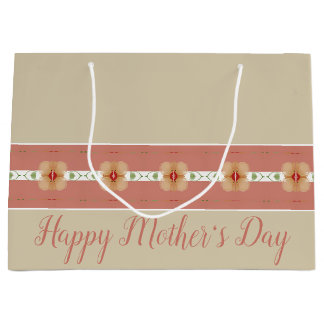 Elegant Orange Floral Large Gift Bag