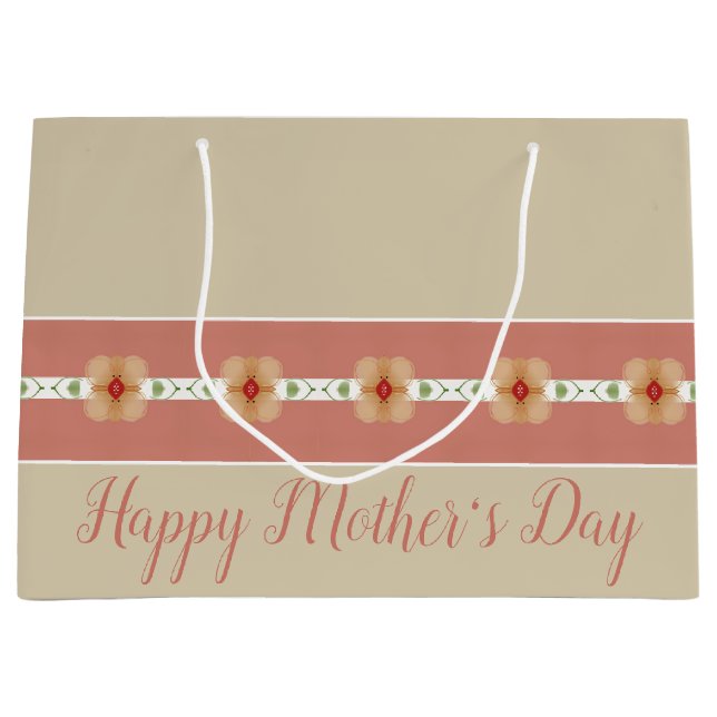 Elegant Orange Floral Large Gift Bag (Front)