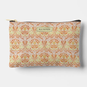 Elegant Orange Floral Pattern Accessory Pouch