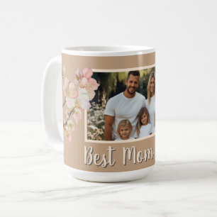 Elegant orange floral personalised photo mum coffee mug