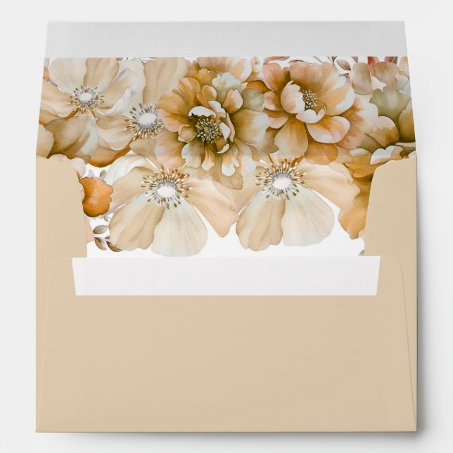 Elegant Orange Floral Wedding Envelope (Back (Bottom))