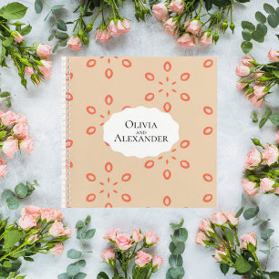 Elegant Orange Floral Wedding Guest Book