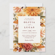 Elegant Orange Flower Frame Wedding