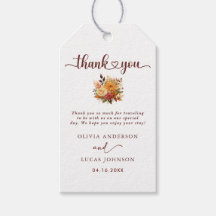 Elegant Orange Flower Frame Wedding Thank You 