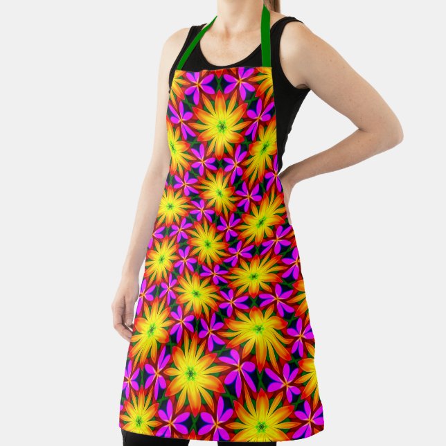 Elegant Orange Flower Pattern Apron (Insitu)
