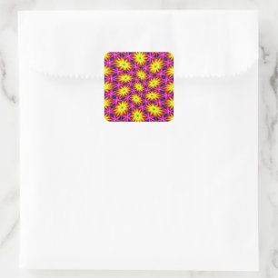 Elegant Orange Flower Pattern Square Sticker