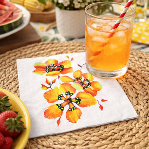 Elegant Orange Flowers - Customise your Own Napkin