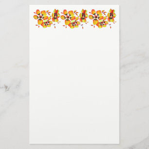Elegant Orange Flowers Stationery