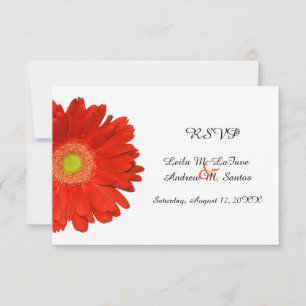 Elegant Orange Gerbera Daisy Wedding RSVP Card