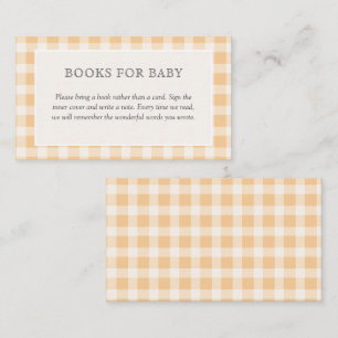 Elegant Orange Gingham Baby Shower Books For Baby Enclosure Card