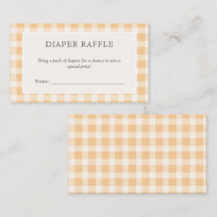 Elegant Orange Gingham Baby Shower Diaper Raffle Enclosure Card