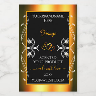 Elegant Orange Glamour Decor Black Product Labels