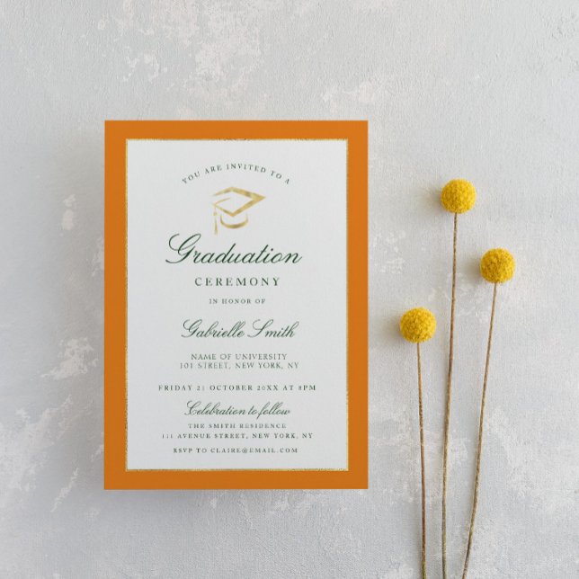 Elegant orange graduation ceremony invitation (Creator Uploaded)