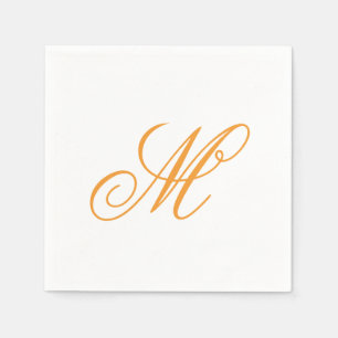 Elegant Orange Green Monogram Initial  Napkin