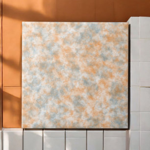 Elegant Orange Grey Watercolor Marble  Tile