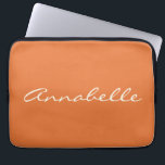 Elegant Orange Handwritten Script Name Custom Laptop Sleeve<br><div class="desc">This custom laptop case features your name in beautiful handwritten script lettering on a stylish Burnt Orange background. Great gift idea.</div>