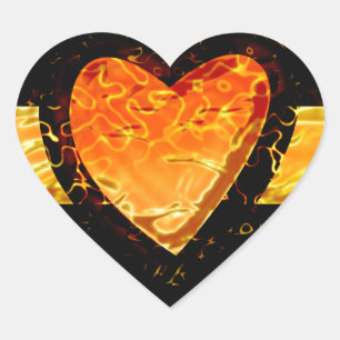 Elegant Orange Heart Valentine's day on Black Sticker