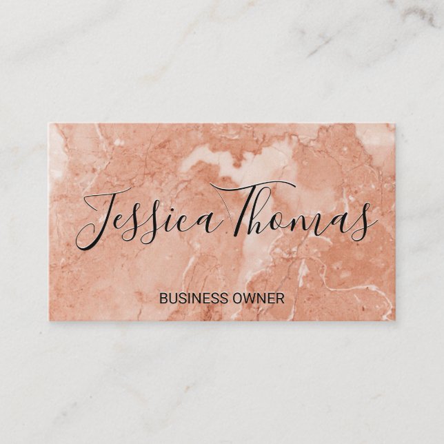 Elegant Orange Marble Business Card (Front)