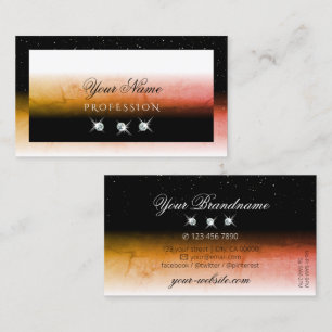 Elegant Orange Marbled Black White Stylish Jewels Business Card