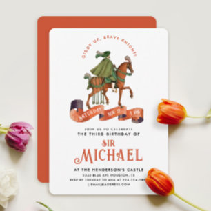 Elegant Orange Mediaeval Knight Equestrian Horse  Invitation