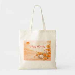Elegant Orange Orchid Birthday Tote Bag