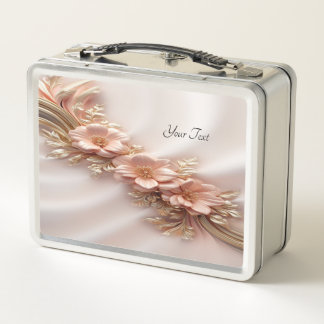 Elegant Orange Peach Floral Lunchbox