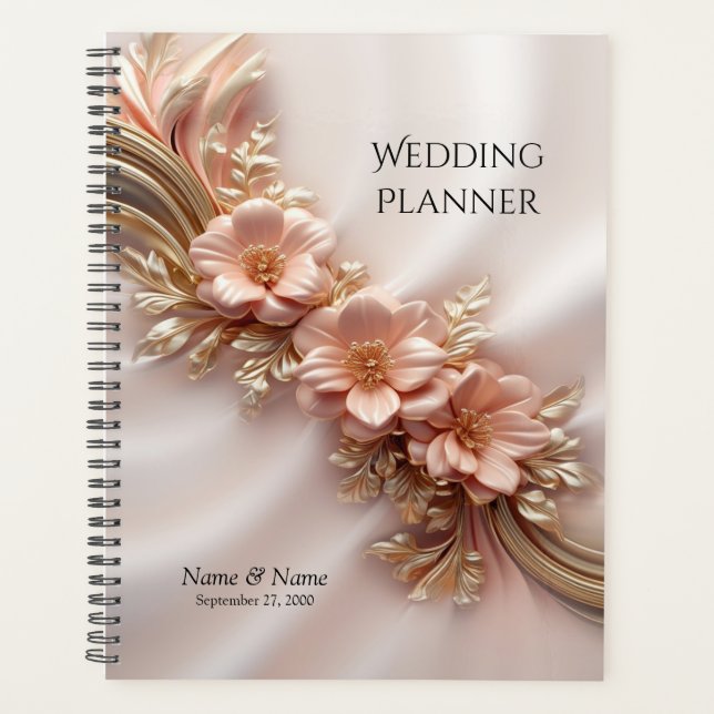 Elegant Orange Peach Floral Planner (Front)