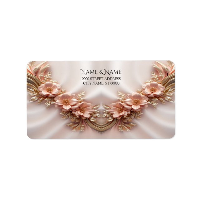 Elegant Orange Peach Floral Return Address Label (Front)